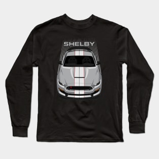 Ford Mustang Shelby GT350R 2015 - 2020 - Avalanche Grey - White Stripes Long Sleeve T-Shirt